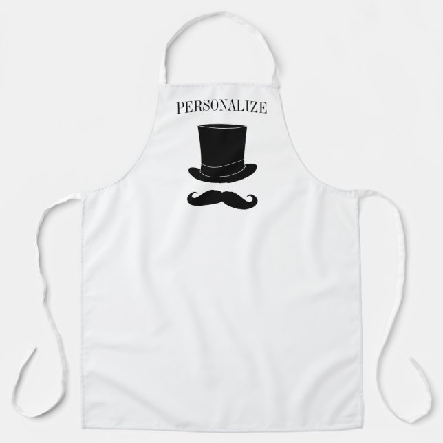 Dapper top hat and moustache cooking apron for men (Front)