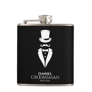 Dapper Top-hat Tux Personalised Groomsmen Flask