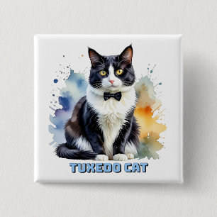 Dapper Tuxedo Cat 15 Cm Square Badge