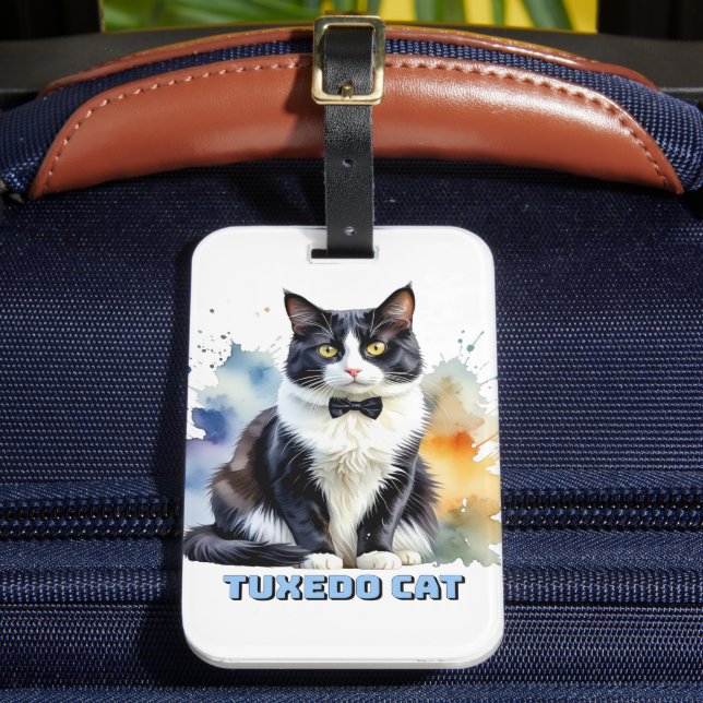 Dapper Tuxedo Cat Luggage Tag (Front Insitu 2)