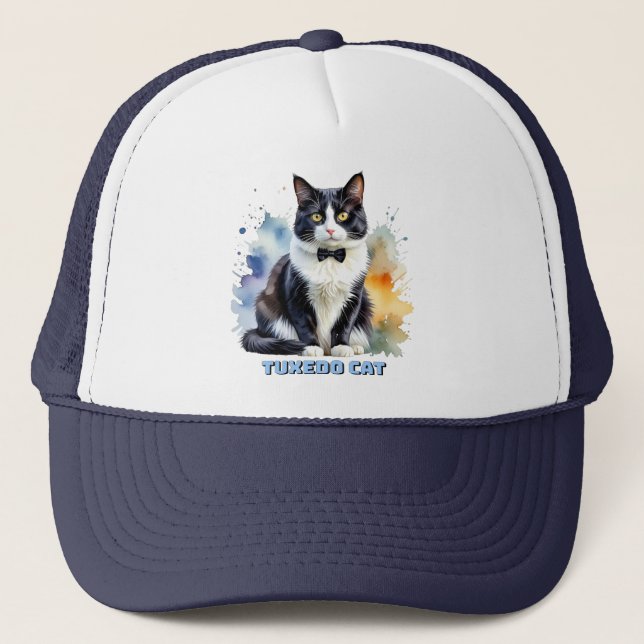Dapper Tuxedo Cat Trucker Hat (Front)