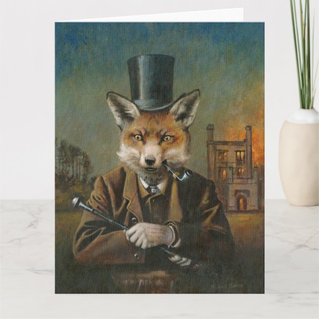 Dapper Victorian Fox Large Greetings Card (Front)