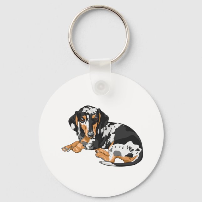 Dapple Dachshund Keyring (Front)