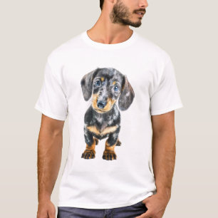 Dapple Dachshund Puppy Digital Painting Men T-Shirt