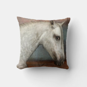 Dapple Grey Andalusian Horse Portrait Cushion