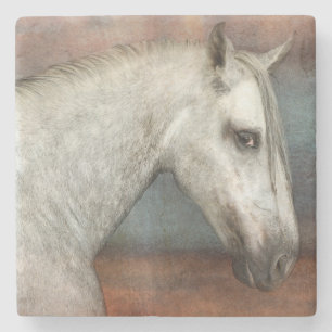 Dapple Grey Andalusian Horse Portrait Stone Coaster