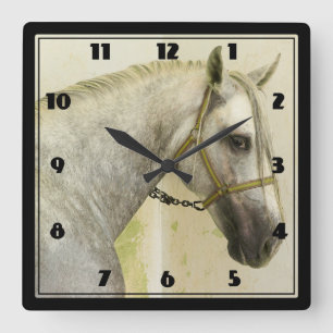 Dapple Grey Andalusian Horse Square Wall Clock