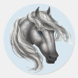 Dapple Grey Horse Head Classic Round Sticker