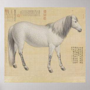Dapple Grey Horse - Vintage Chinese Fine Art Poster