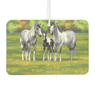 Dapple Grey Pinto Paint Horses In Summer Pasture Car Air Freshener