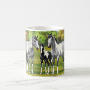 Dapple Grey Pinto Paint Horses In Summer Pasture Coffee Mug