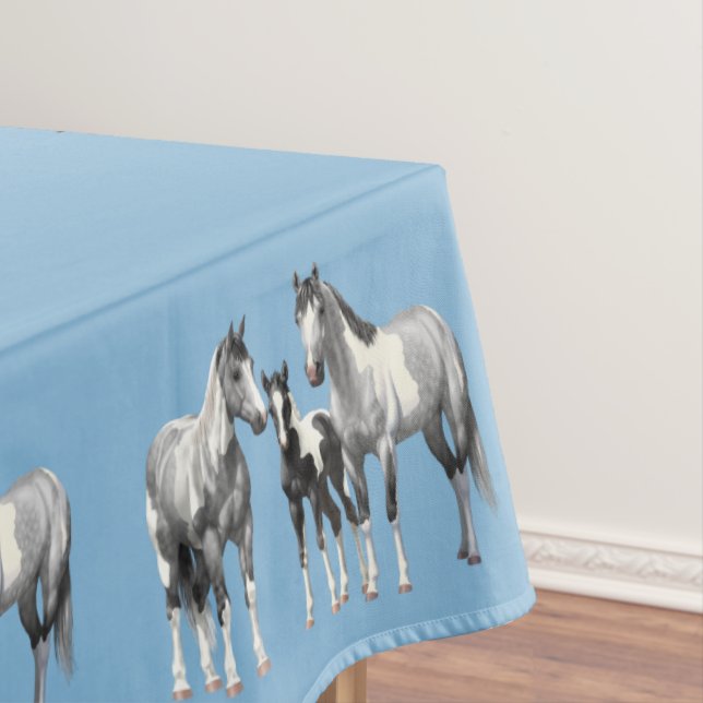 Dapple Grey Pinto Paint Quarter Horses Tablecloth (In Situ)