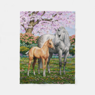 Dapple Grey Quarter Horse Mare Palomino Foal Fleece Blanket