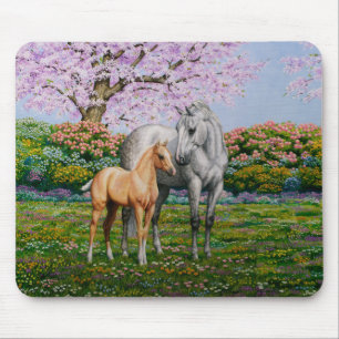 Dapple Grey Quarter Horse Mare Palomino Foal Mouse Pad