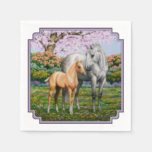 Dapple Grey Quarter Horse Mare Palomino Foal Napkin
