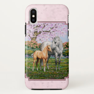 Dapple Grey Quarter Horse Mare Palomino Foal Pink iPhone X Case