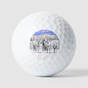 Dapple Grey White Quarter Horses In Snow Golf Balls
