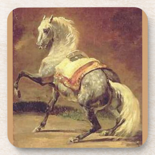 DAPPLED GREY HORSE , Gold Yellow Coaster