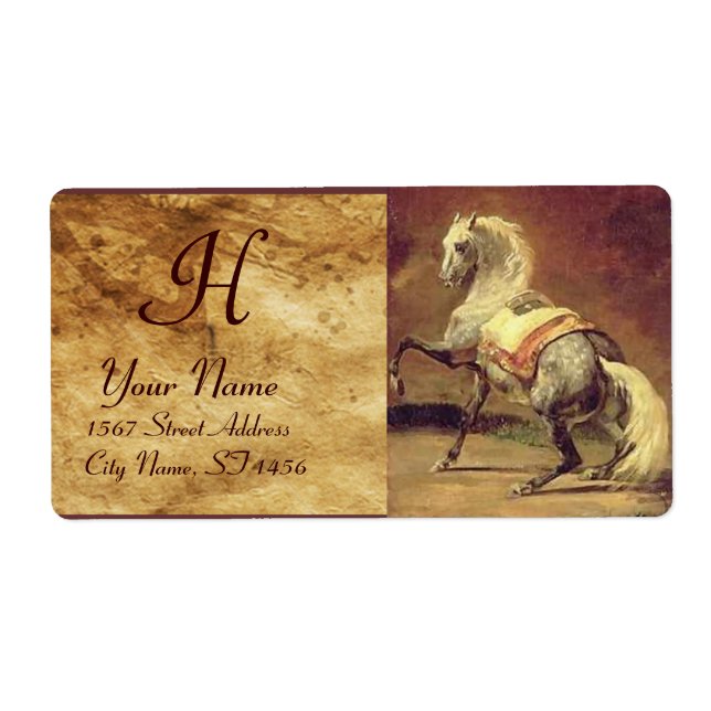 DAPPLED GREY HORSE MONOGRAM , brown (Front)