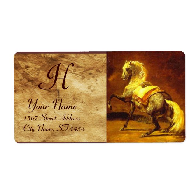 DAPPLED GREY HORSE MONOGRAM , brown, gold yellow (Front)
