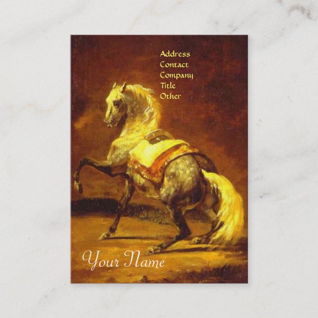 DAPPLED GREY HORSE Monogram Business Card (Front)