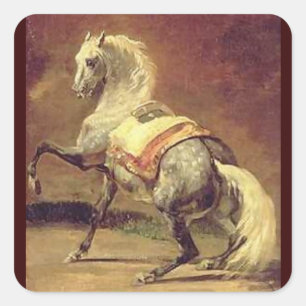 DAPPLED GREY HORSE , Yellow Brown Square Sticker