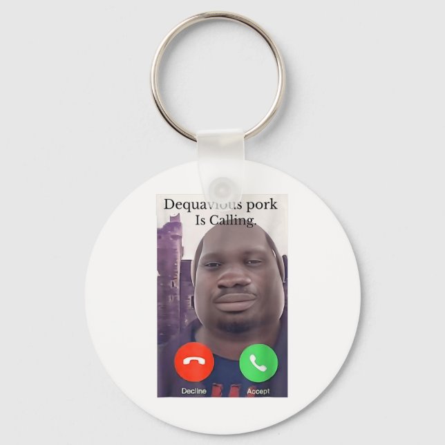 Daquavious Pork Is Calling John Pork Meme Joke Odd Key Ring (Front)