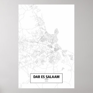 Dar es Salaam, Tanzania (black on white) Poster