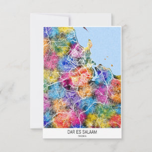 Dar es Salaam Tanzania City Map Thank You Card