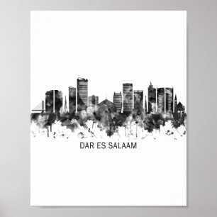 Dar es Salaam Tanzania Skyline BW Poster