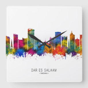 Dar es Salaam Tanzania Skyline Square Wall Clock
