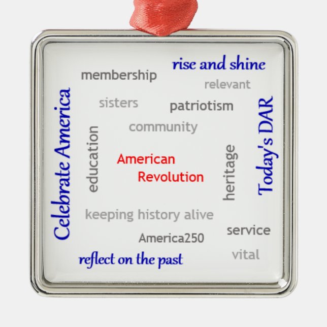 DAR Word Cloud Metal Ornament (Front)