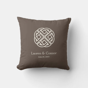 Dara Knot Celtic Irish Wedding Brown Cushion
