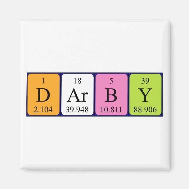 Darby periodic table name magnet (Front)