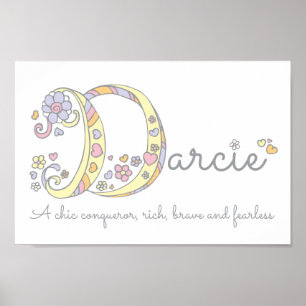 Darcie letter D name meaning girls art poster