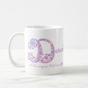 Darcie name meaning heart flower D monogram mug