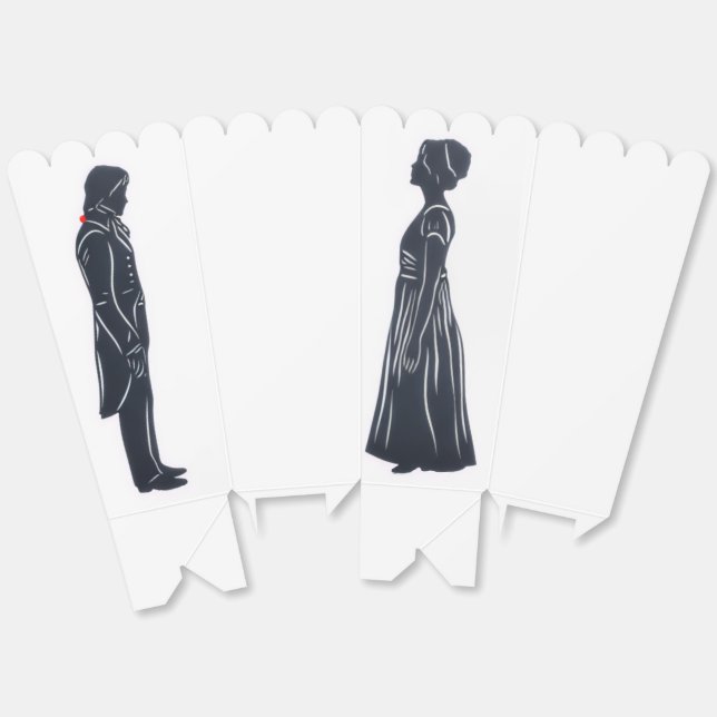 Darcy and Elizabeth Silhouttes Favour Box (Unfolded)