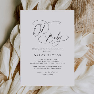 DARCY Boho Modern Black White Oh Baby Baby Shower Invitation