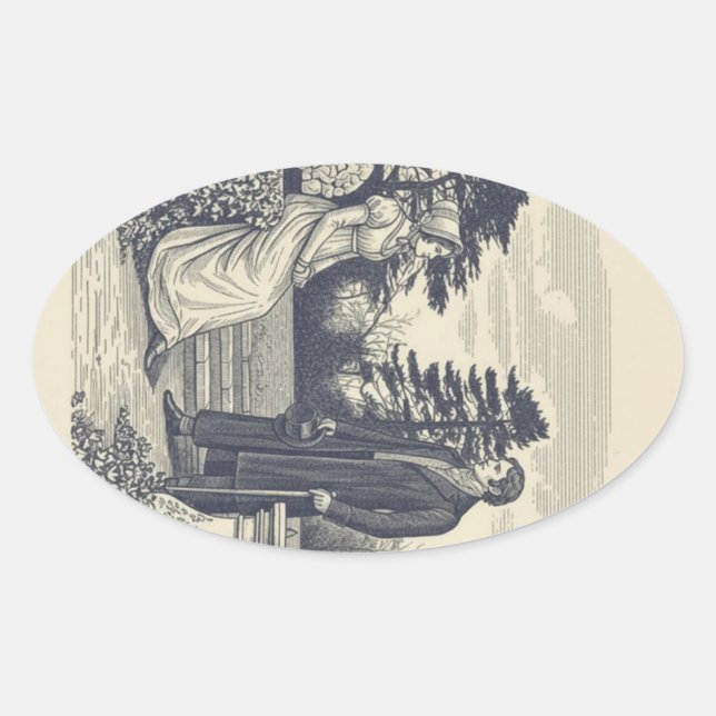 Darcy & Elizabeth scene Oval Sticker (Front)
