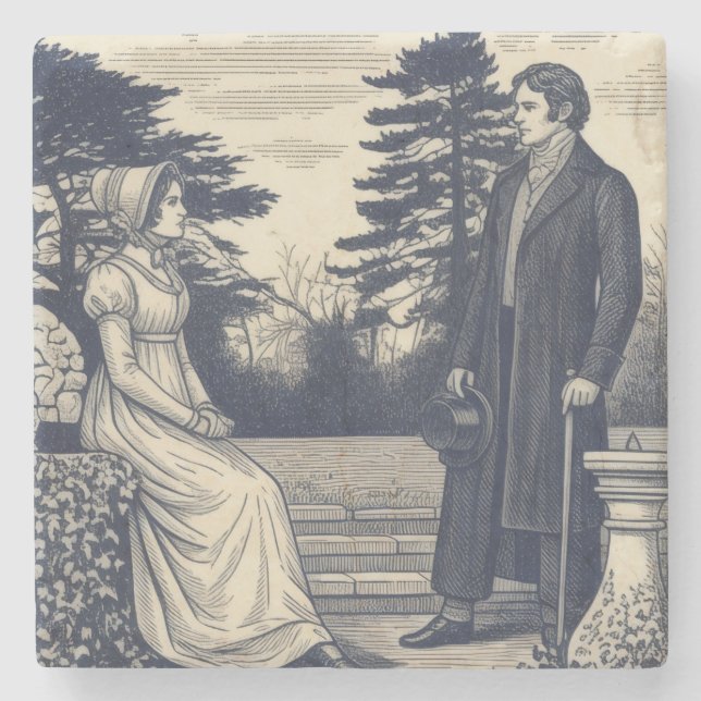 Darcy & Elizabeth scene Stone Coaster (Front)