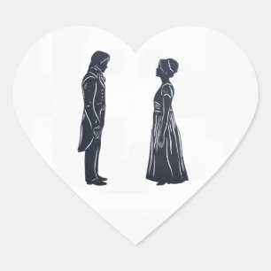 Darcy & Elizabeth silhouette Heart Sticker