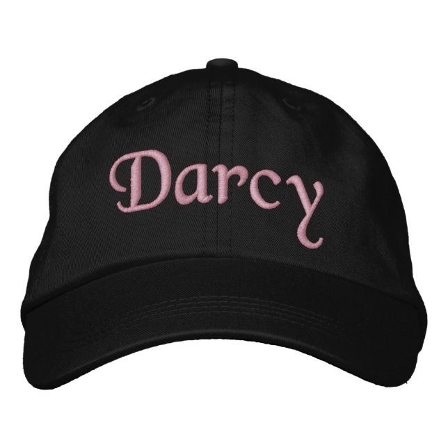 Darcy Embroidered Baseball Cap Hat Pink Black (Front)