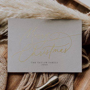 DARCY Gold Foil Family Vintage Merry Christmas Holiday Card