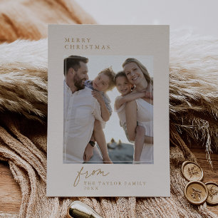 DARCY Gold Unique Vintage Family Photo Christmas Holiday Card