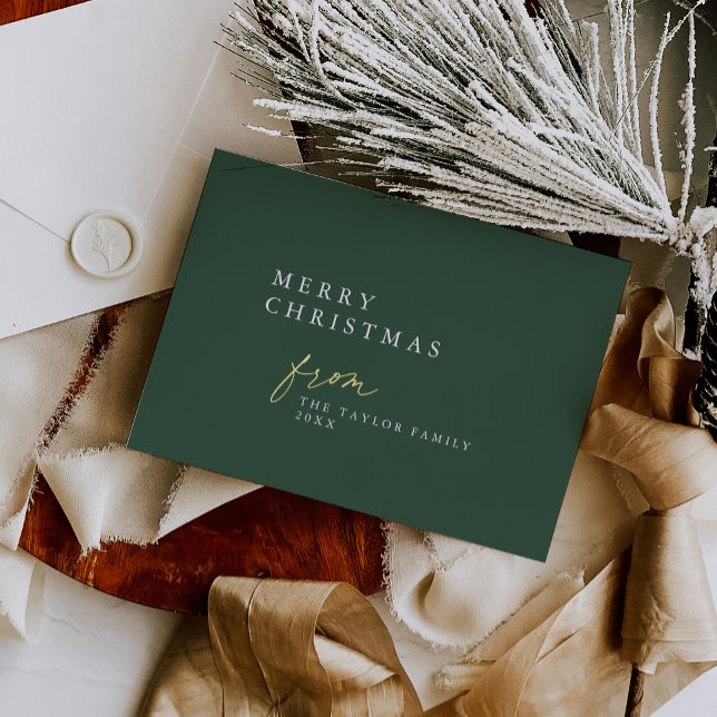 DARCY Green Foil Boho DIY Modern Merry Christmas Foil Holiday Card (DARCY Green Foil Boho DIY Modern Merry Christmas Foil Holiday Card)