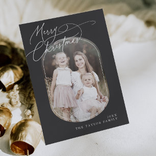DARCY Grey Digital Boho Family Christmas Photo Holiday Card