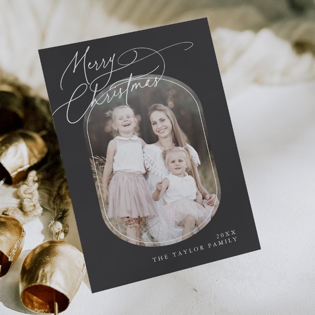 DARCY Grey Digital Boho Family Christmas Photo Holiday Card (DARCY Gray Digital Boho Family Christmas Photo Holiday Card)
