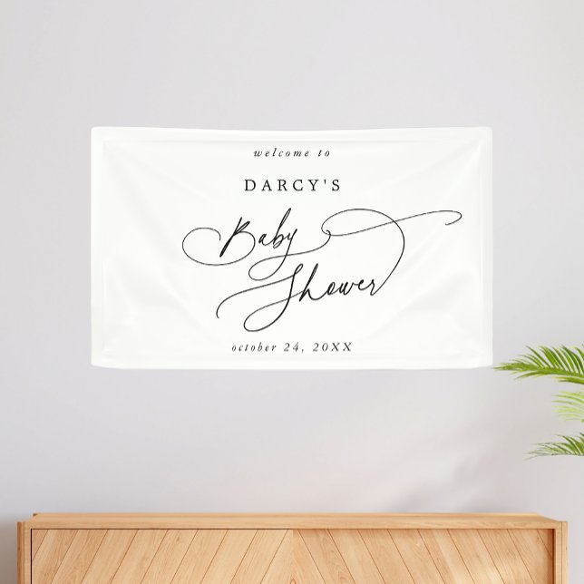 DARCY Minimalist Unique Black White Baby Shower Banner (DARCY Minimalist Unique Black White Baby Shower Banner)