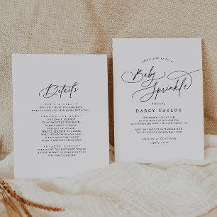 DARCY Minimalist Unique Black White Baby Sprinkle Invitation
