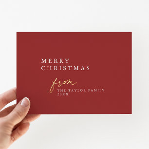 DARCY Red Foil Boho DIY Modern Merry Christmas Foil Holiday Card